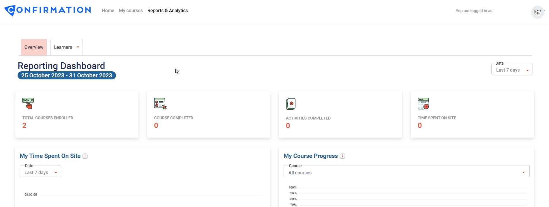 Learner Dashboard (student Role)