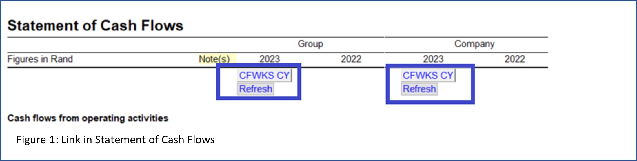 Link in Statement of Cash Flows