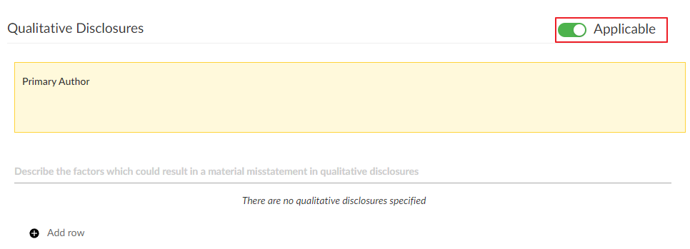 The Qualitative Disclosures section of the materiality document.