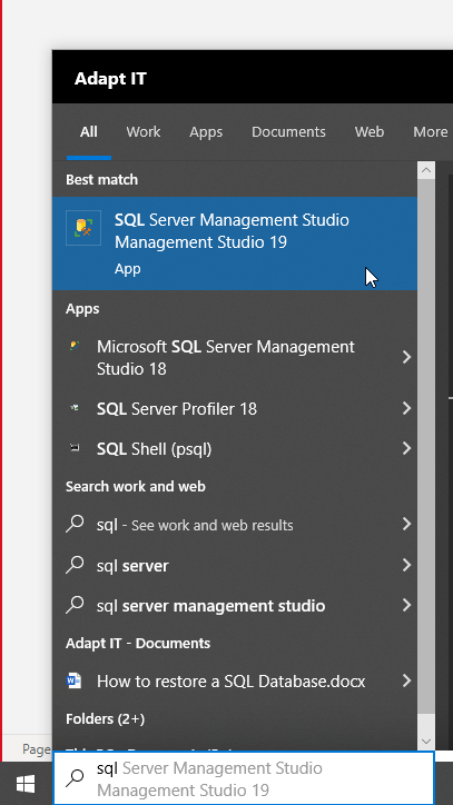 Launch SQL Server Management Studio