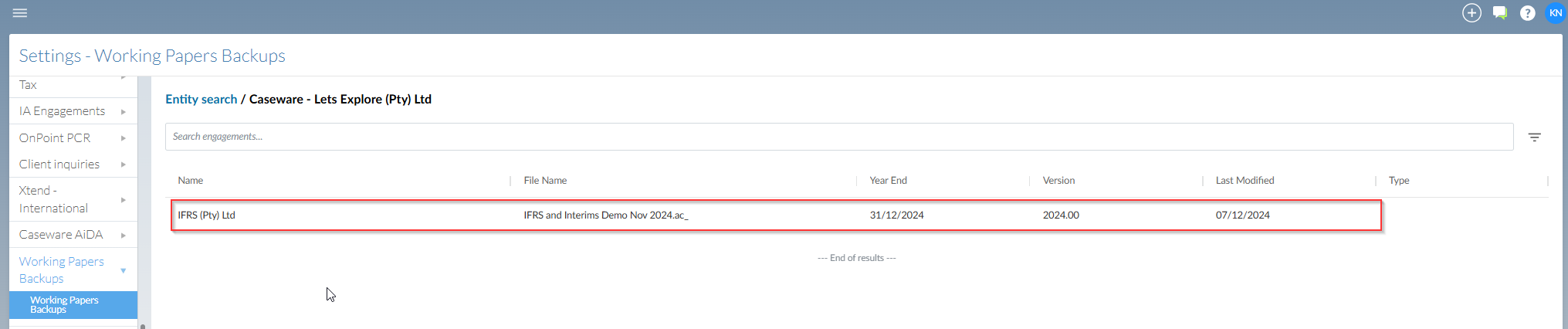 4. Select the backup file version you would like to retrieve, and then ...